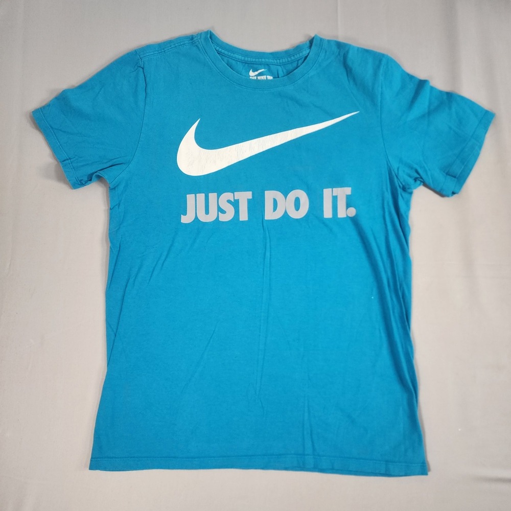 Nike Graphic T-Shirt Mens Small Blue Good Just Do It Swoosh Athletic Cut